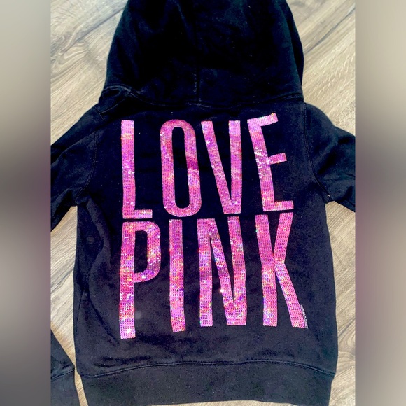 Y2K VINTAGE LIKE NEW BLACK $ PINK SEQUIN VICTORIAS SECRET TRACK SUIT SMALL - Picture 1 of 6